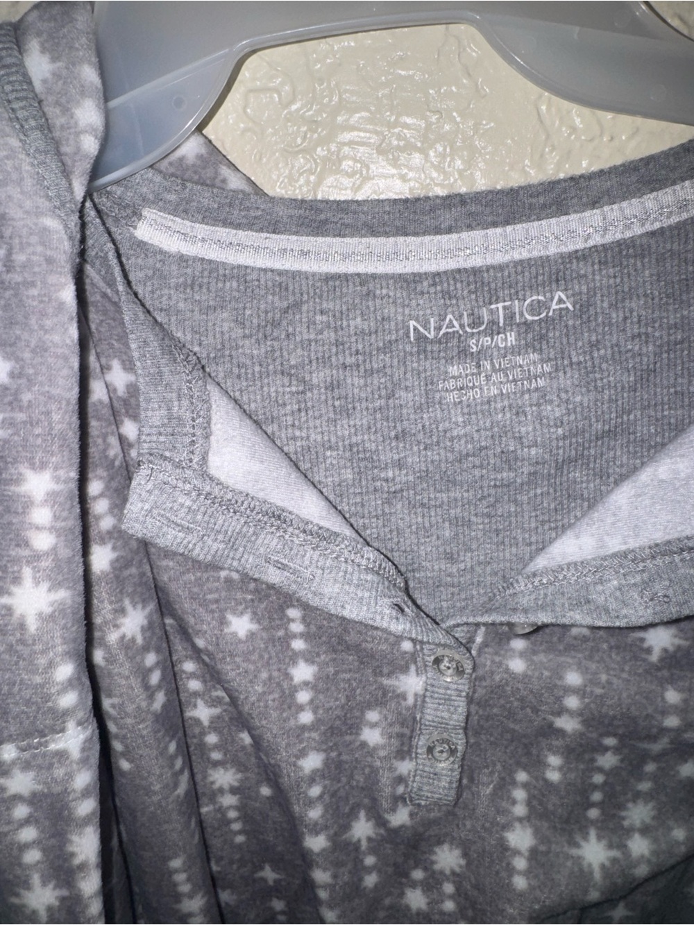 Nautica Gray Star & Dot Henley Sleep Top and Bottoms